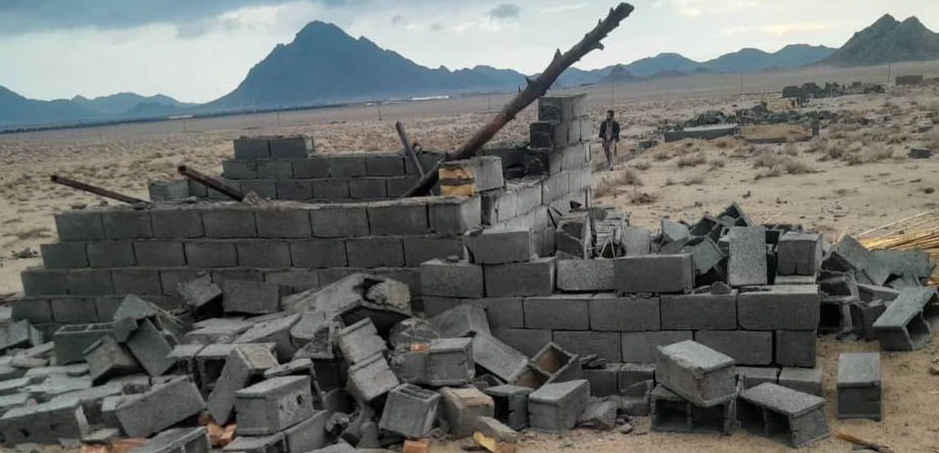 ڕووخاندنی ده‌یان خانووی هاووڵاتیان له‌ گوندی ناسی پارێزگای سیستان و به‌لوچستان