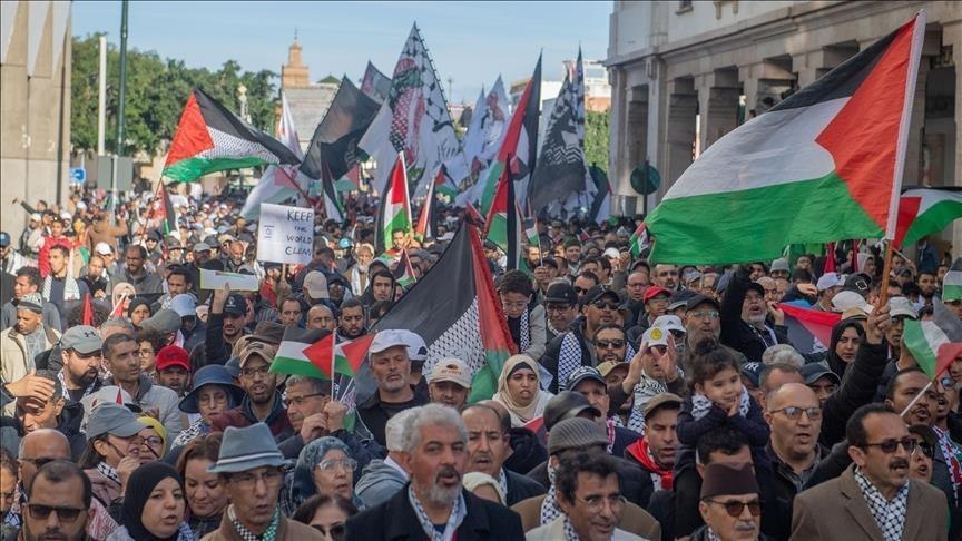 خۆپێشاندانی خه‌ڵكی مه‌راكش بۆ پشتیوانی له‌ فه‌له‌ستین